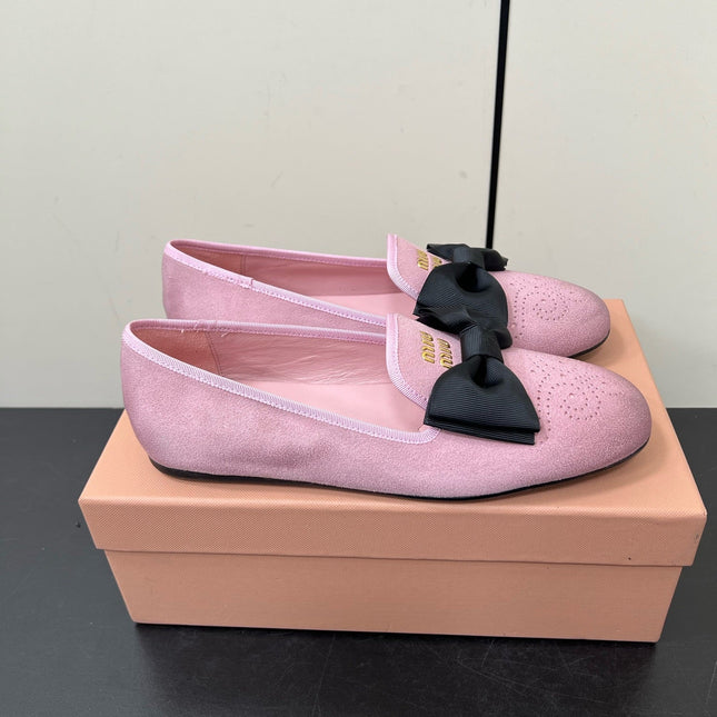 LOAFERS WITH BOW IN PINK SUEDE