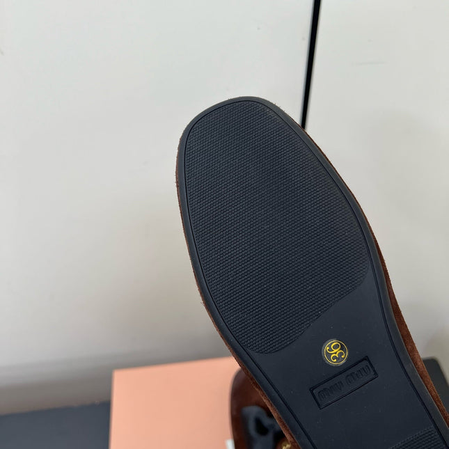 LOAFERS WITH BOW IN CHOCOLATE SUEDE