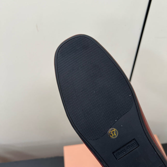 LOAFERS WITH BOW IN RED BROWN SHEEPSKIN