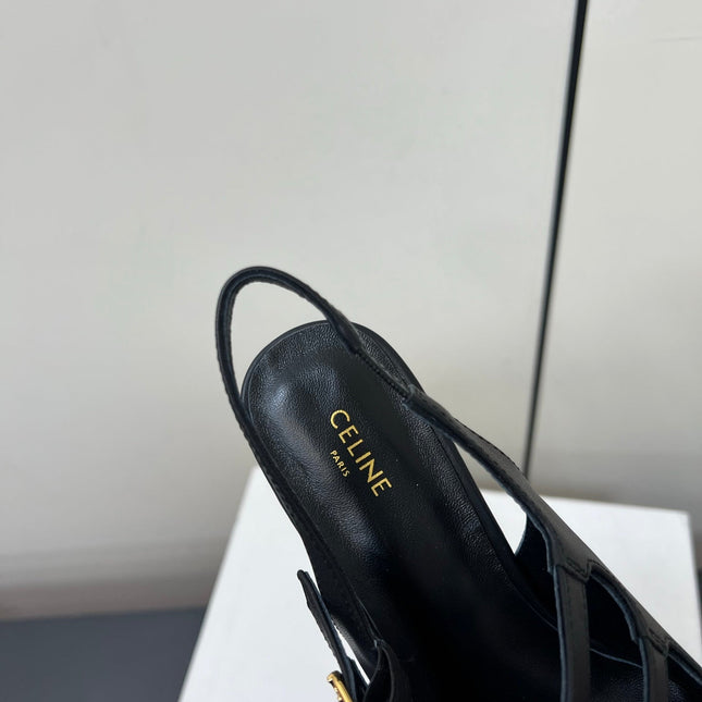 JUDY DOUBLE STRAP MARY JANE SLINGBACK IN BLACK SMOOTH CALFSKIN