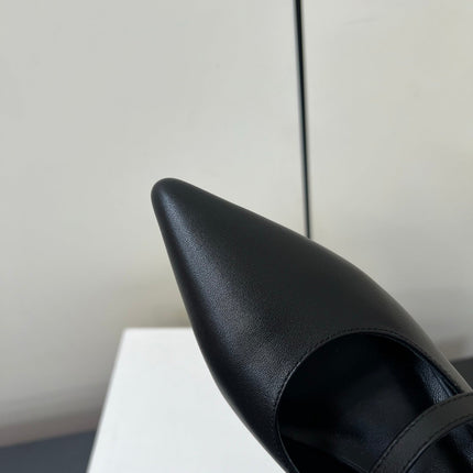 JUDY DOUBLE STRAP MARY JANE SLINGBACK IN BLACK SMOOTH CALFSKIN