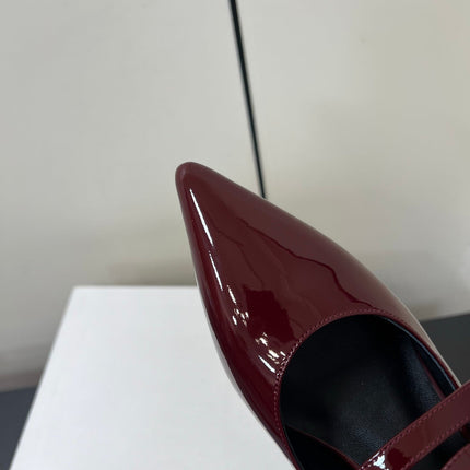 JUDY DOUBLE STRAP MARY JANE SLINGBACK IN BURGUNDY RED PATENT CALFSKIN