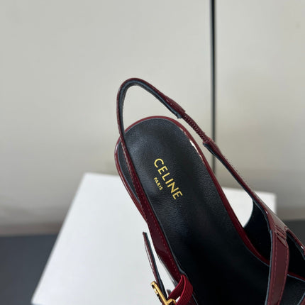 JUDY DOUBLE STRAP MARY JANE SLINGBACK IN BURGUNDY RED PATENT CALFSKIN