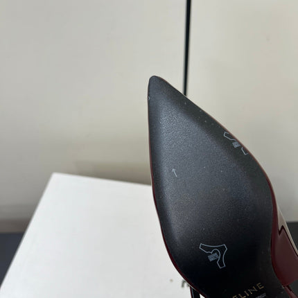 JUDY DOUBLE STRAP MARY JANE SLINGBACK IN BURGUNDY RED PATENT CALFSKIN