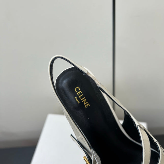 JUDY DOUBLE STRAP MARY JANE SLINGBACK IN WHITE PATENT CALFSKIN