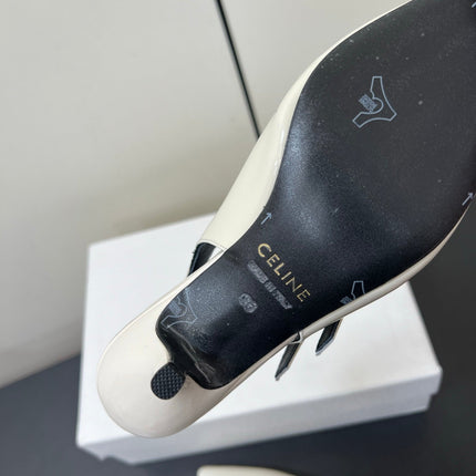 JUDY DOUBLE STRAP MARY JANE SLINGBACK IN WHITE PATENT CALFSKIN