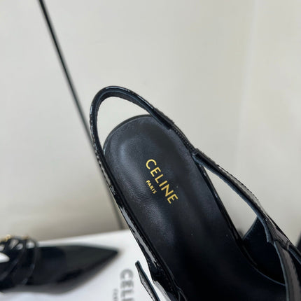 JUDY DOUBLE STRAP MARY JANE SLINGBACK IN BLACK PATENT CALFSKIN