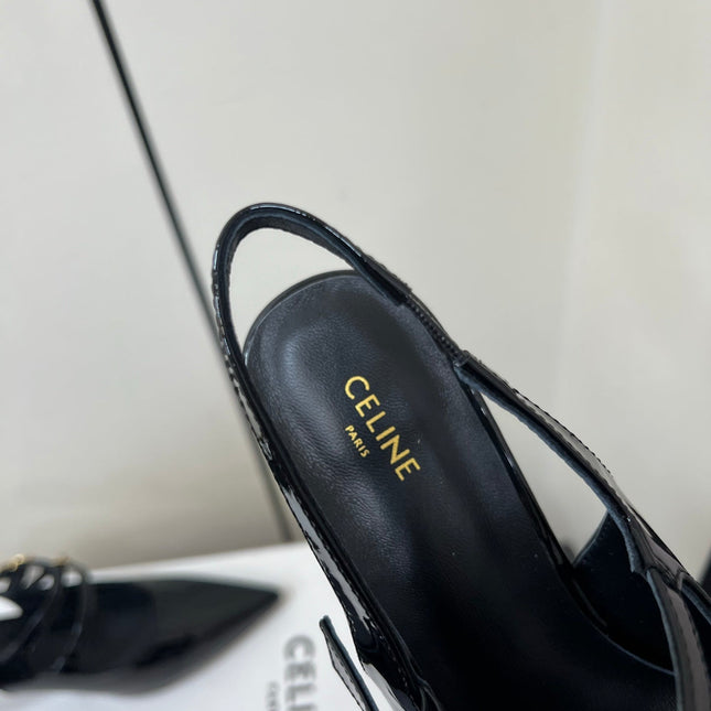 JUDY DOUBLE STRAP MARY JANE SLINGBACK IN BLACK PATENT CALFSKIN