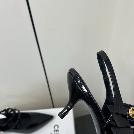 JUDY DOUBLE STRAP MARY JANE SLINGBACK IN BLACK PATENT CALFSKIN