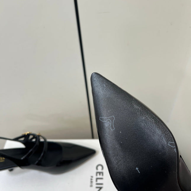 JUDY DOUBLE STRAP MARY JANE SLINGBACK IN BLACK PATENT CALFSKIN