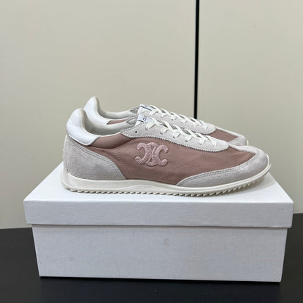CELINE 25S RACER FORREST GUMP SNEAKERS IN PINK AND GRAY MERCERIZED CALFSKIN