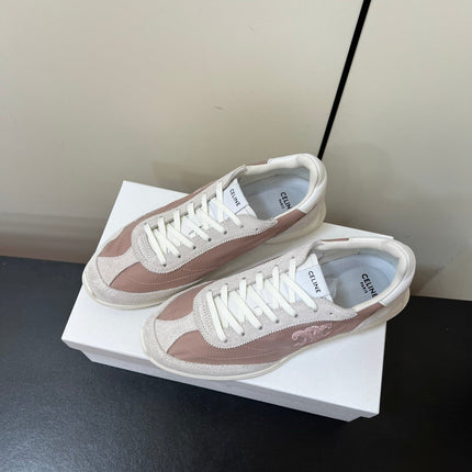 CELINE 25S RACER FORREST GUMP SNEAKERS IN PINK AND GRAY MERCERIZED CALFSKIN