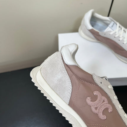 CELINE 25S RACER FORREST GUMP SNEAKERS IN PINK AND GRAY MERCERIZED CALFSKIN