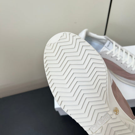CELINE 25S RACER FORREST GUMP SNEAKERS IN PINK AND GRAY MERCERIZED CALFSKIN
