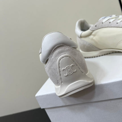 CELINE 25S RACER FORREST GUMP SNEAKERS IN IVORY AND GRAY MERCERIZED CALFSKIN