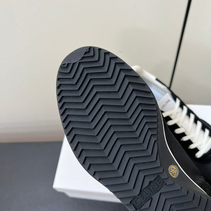 CELINE 25S RACER FORREST GUMP SNEAKERS IN BLACK MERCERIZED CALFSKIN