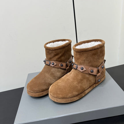 BALENCIAGA 25S ALASKA ANKLE BOOTS IN BROWN SUEDE AND LAMBSKIN