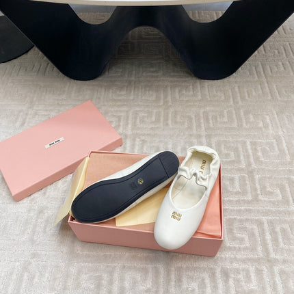 MARY JANE FLATS IN WHITE SMOOTH LAMBSKIN