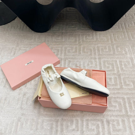 MARY JANE FLATS IN WHITE SMOOTH LAMBSKIN