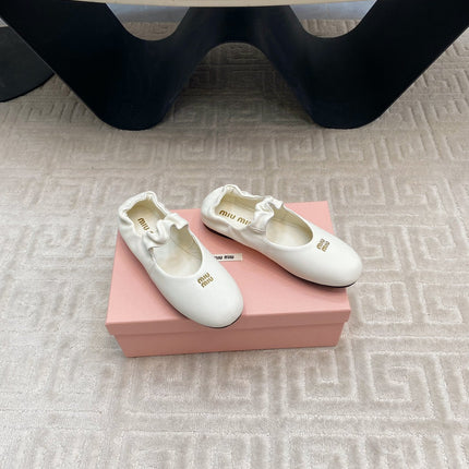 MARY JANE FLATS IN WHITE SMOOTH LAMBSKIN