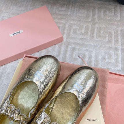 MARY JANE FLATS IN GOLD METALLIC SMOOTH LAMBSKIN