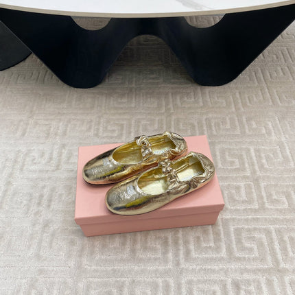 MARY JANE FLATS IN GOLD METALLIC SMOOTH LAMBSKIN