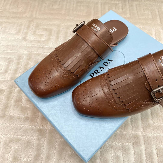 TASSEL MULES IN RUSSET BROWN LAMBSKIN