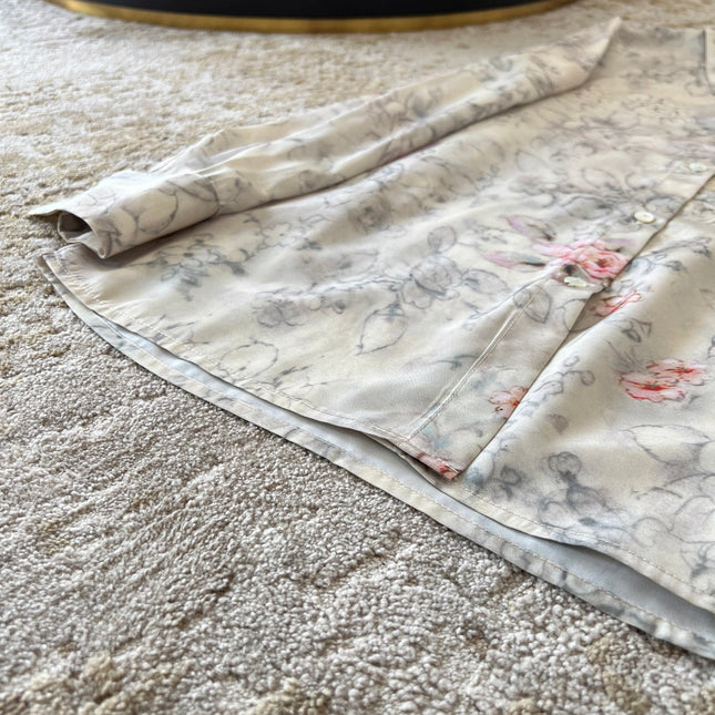 CHANEL LONG-SLEEVE PRINTED SHIRT IN SOFT FABRIC