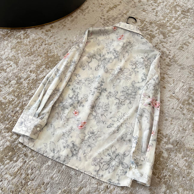CHANEL LONG-SLEEVE PRINTED SHIRT IN SOFT FABRIC