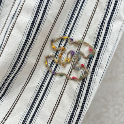 CHANEL STRIPED LINEN WIDE-LEG PANTS 275056