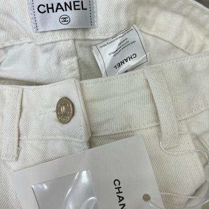 CHANEL PLAIN WHITE DENIM PANTS 275041