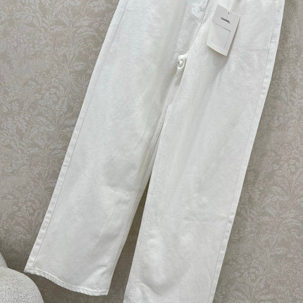 CHANEL PLAIN WHITE DENIM PANTS 275041