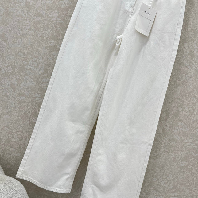 CHANEL PLAIN WHITE DENIM PANTS 275041