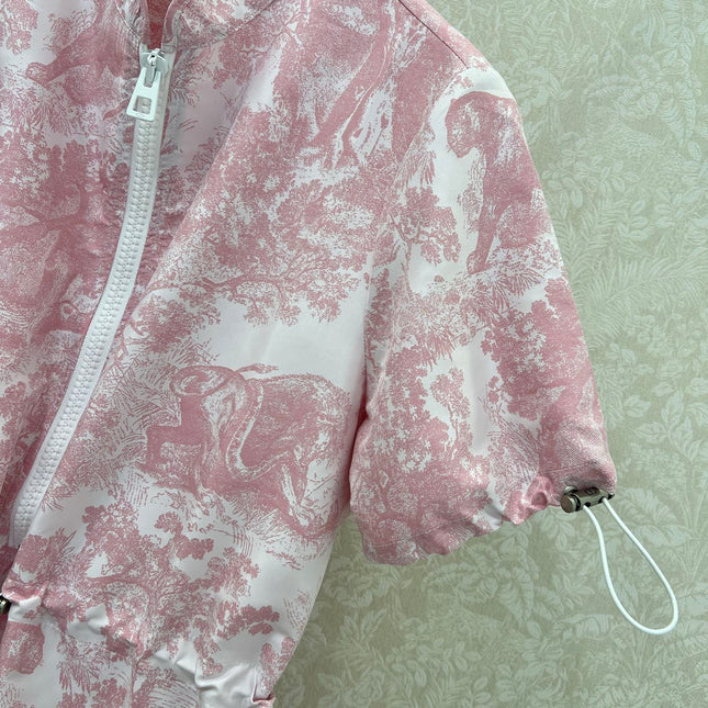 DIOR STAND-COLLAR HALF-ZIP PRINTED DRESS 275175