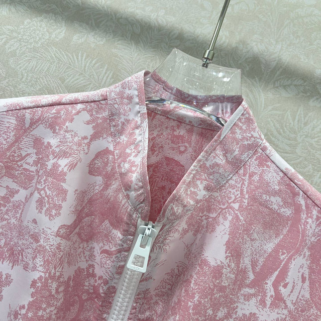 DIOR STAND-COLLAR HALF-ZIP PRINTED DRESS 275175