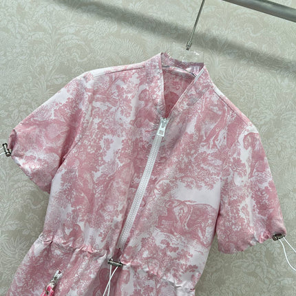 DIOR STAND-COLLAR HALF-ZIP PRINTED DRESS 275175