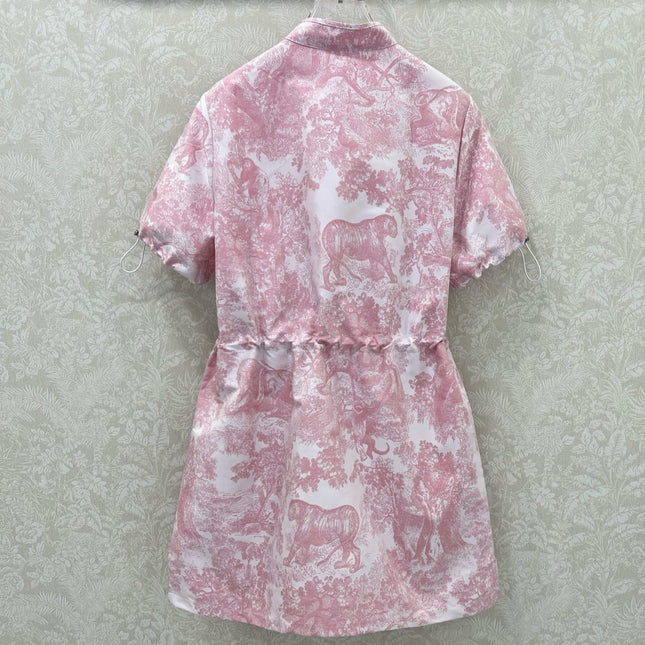 DIOR STAND-COLLAR HALF-ZIP PRINTED DRESS 275175