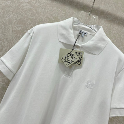 LOEWE OVERSIZED CROPPED POLO SHIRT WITH EMBROIDERED LOGO IN WHITE