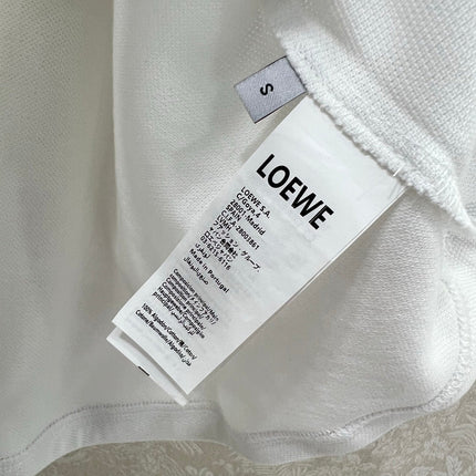 LOEWE OVERSIZED CROPPED POLO SHIRT WITH EMBROIDERED LOGO IN WHITE