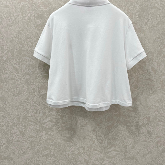 LOEWE OVERSIZED CROPPED POLO SHIRT WITH EMBROIDERED LOGO IN WHITE