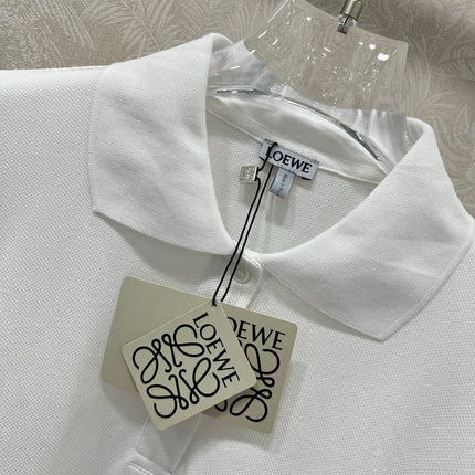 LOEWE OVERSIZED CROPPED POLO SHIRT WITH EMBROIDERED LOGO IN WHITE