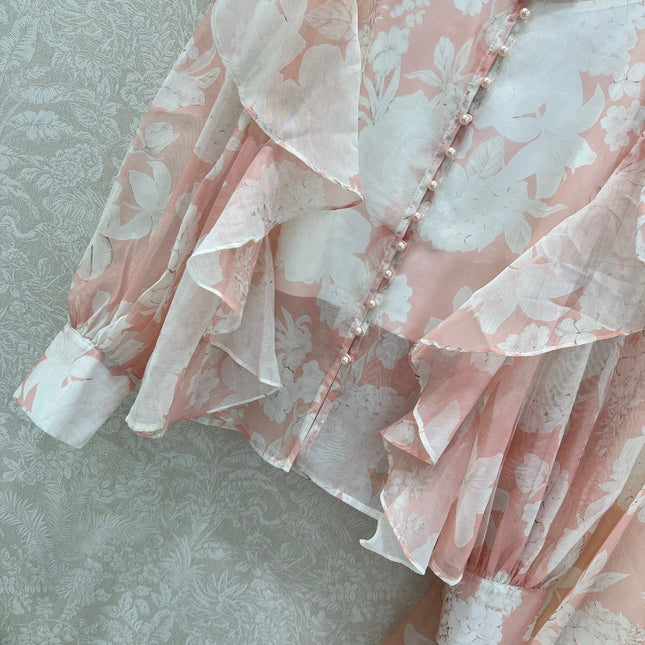 ZIMMER FLORAL PRINTED PINK CHIFFON SET 269185