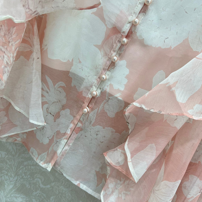 ZIMMER FLORAL PRINTED PINK CHIFFON SET 269185