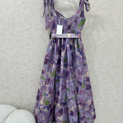 ZIMMERMANN LONG HERRINGBONE DRESS IN PLUM PURPLE 269379