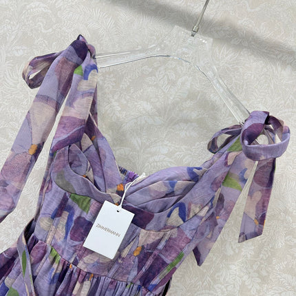 ZIMMERMANN LONG HERRINGBONE DRESS IN PLUM PURPLE 269379