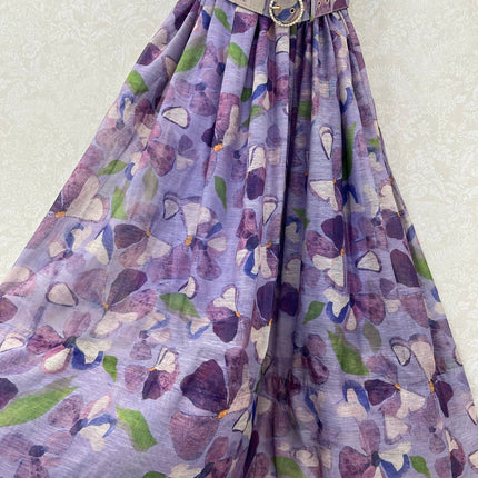 ZIMMERMANN LONG HERRINGBONE DRESS IN PLUM PURPLE 269379