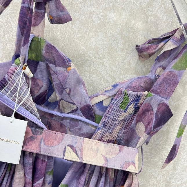 ZIMMERMANN LONG HERRINGBONE DRESS IN PLUM PURPLE 269379