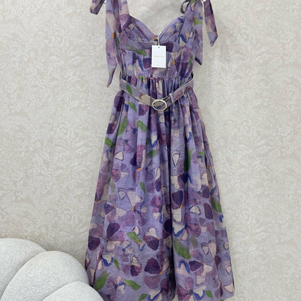 ZIMMERMANN LONG HERRINGBONE DRESS IN PLUM PURPLE 269379