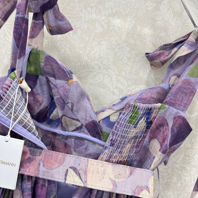 ZIMMERMANN SHORT HERRINGBONE DRESS IN PLUM PURPLE 269377