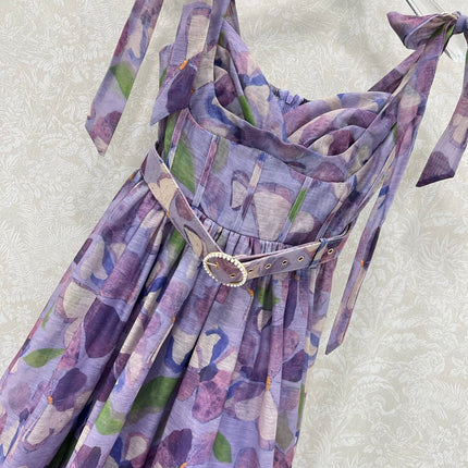 ZIMMERMANN SHORT HERRINGBONE DRESS IN PLUM PURPLE 269377